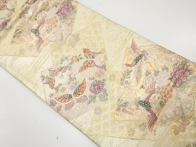 佐賀錦 色紙に蝶・草花模様織り出し 袋帯 | 宗 sou::お茶道具・着物のお店